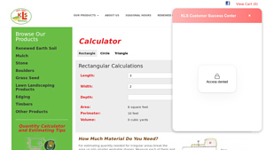 Screenshot of Calculator, Landscape Materials, Mulch, Stone, Grass Seed, Sand