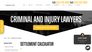 Screenshot of Settlement Calculator | Knutson + Casey