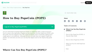 Screenshot of How to Buy PopeCoin(POPE) - KuCoin