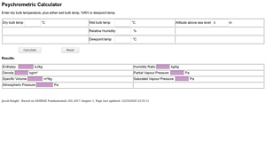 Screenshot of Psychrometric Calculator