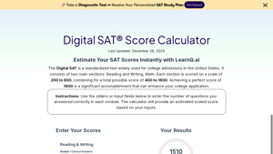 Screenshot of Digital SAT® Score Calculator - LearnQ.ai