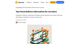 Screenshot of Top 6 best Bullhorn alternatives for recruiters in 2025 - Leonar