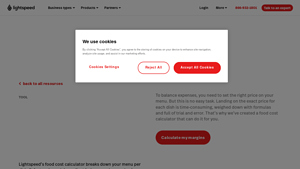 Screenshot of Food Cost Calculator - Lightspeed