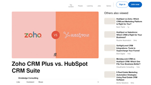 Screenshot of Zoho CRM Plus vs. HubSpot CRM Suite - LinkedIn