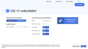 Screenshot of LDL-C calculator - Lipid Tools