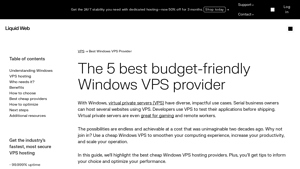Screenshot of Top 5 Cheap Windows VPS Hosting Services - Liquid Web