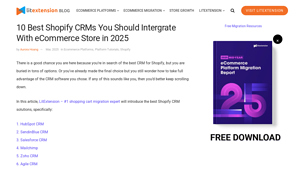 Screenshot of 10 Best Shopify CRMs to Intergrate With Your eCommerce Store