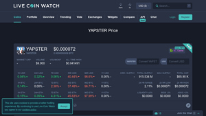 Screenshot of YAPSTER Price - Live Coin Watch