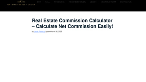 Screenshot of Real Estate Commission Calculator - Gateway Realty Group