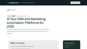 Screenshot of 10 Top CRM and Marketing Automation Platforms for 2025