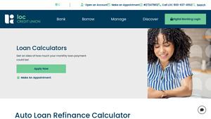 Screenshot of Auto Loan Refinance Calculator | LOC Credit Union