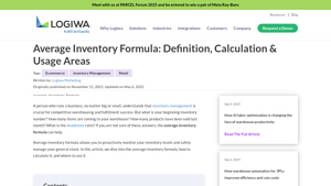 Screenshot of Average Inventory Formula: Definition, Calculation & Usage Areas