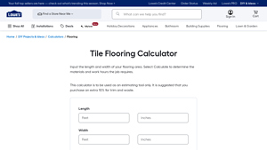 Screenshot of Tile Flooring Calculator - Lowe's