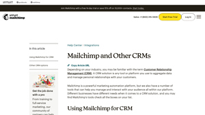 Screenshot of Mailchimp and Other CRMs