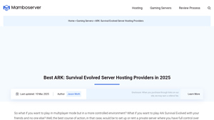 Screenshot of Best ARK: Survival Evolved Server Hosting Providers in 2025