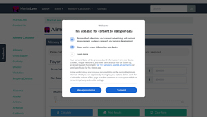Screenshot of Alimony Calculator - MaritalLaws