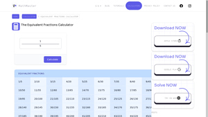 Screenshot of Equivalent Fractions Calculator — the simplest and ... - MathMaster