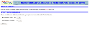 Screenshot of Transforming a matrix to reduced row echelon form