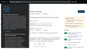 Screenshot of How to find instantaneous velocity - Mathematics Stack Exchange