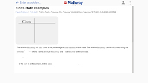 Screenshot of Class - Frequency - Mathway