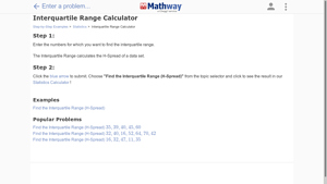 Screenshot of Interquartile Range Calculator - Mathway
