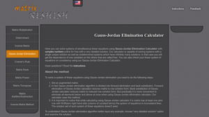 Screenshot of Gauss-Jordan Elimination Calculator