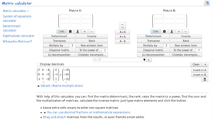 Screenshot of Matrix calculator