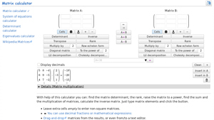 Screenshot of Matrix calculator
