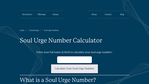 Screenshot of Soul Urge Number Calculator - Numerology Meanings - Matt Beech