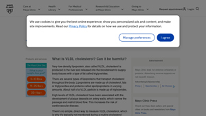 Screenshot of VLDL cholesterol: Is it harmful? - Mayo Clinic
