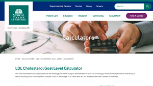 Screenshot of LDL Cholesterol Goal Level | Calculators