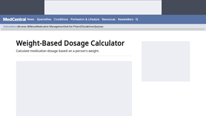 Screenshot of Weight-Based Dosage Calculator - MedCentral