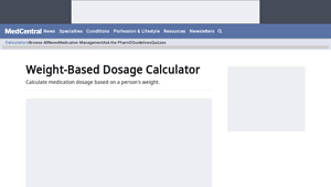 Screenshot of Weight-Based Dosage Calculator - MedCentral
