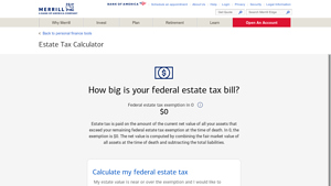 Screenshot of Estate Tax Calculator - Merrill Edge