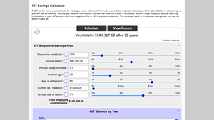 Screenshot of 457 Savings Calculator