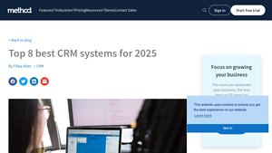 Screenshot of Top 8 best CRM systems for 2025 — Method