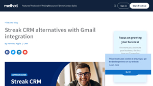 Screenshot of Streak CRM alternatives with Gmail integration — Method