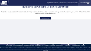 Screenshot of Building Replacement Cost Estimator - MGA Insurance Group