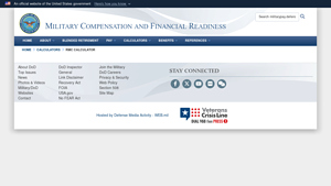 Screenshot of Regular Military Compensation (RMC) Calculator