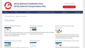Screenshot of Calculators - MissionSquare Retirement