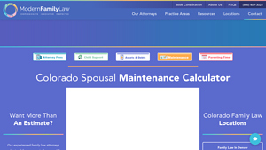 Screenshot of Colorado Spousal Maintenance Calculator | Modern Family Law