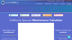 Screenshot of California Spousal Maintenance Calculator | Modern Family Law