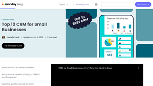 Screenshot of Top 10 CRM for Small Businesses - Monday.com