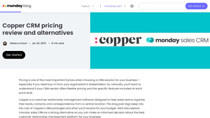 Screenshot of Copper CRM pricing review and alternatives