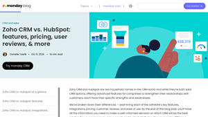 Screenshot of Zoho CRM vs. HubSpot: features, pricing, user reviews, & more