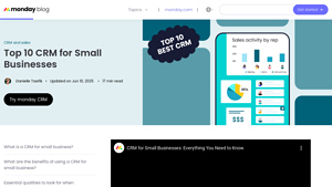 Screenshot of Top 10 CRM for Small Businesses - Monday.com