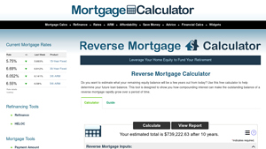 Screenshot of Reverse Mortgage Calculator