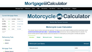 Screenshot of Bike Loan Calculator: Monthly Motorcycle Repayment Calculator
