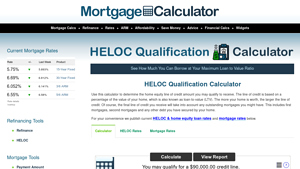 Screenshot of HELOC Qualification Calculator - Mortgage Calculator