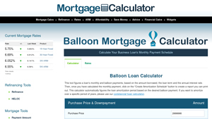 Screenshot of Commercial & Investment Property ... - Balloon Mortgage Calculator
